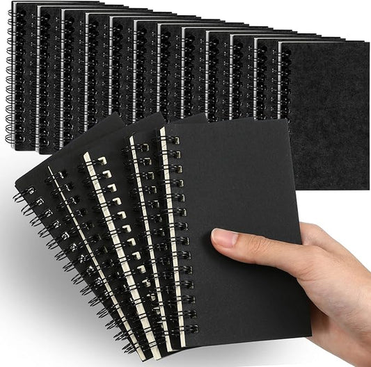 Jutom 18 Pcs Small Spiral Notebooks Memo Pads 3x5 Bulk Small Pocket Notebooks Mini Notepads with Lined Pages Mini Journals for Office School Work Supplies, 120 Pages (Black)