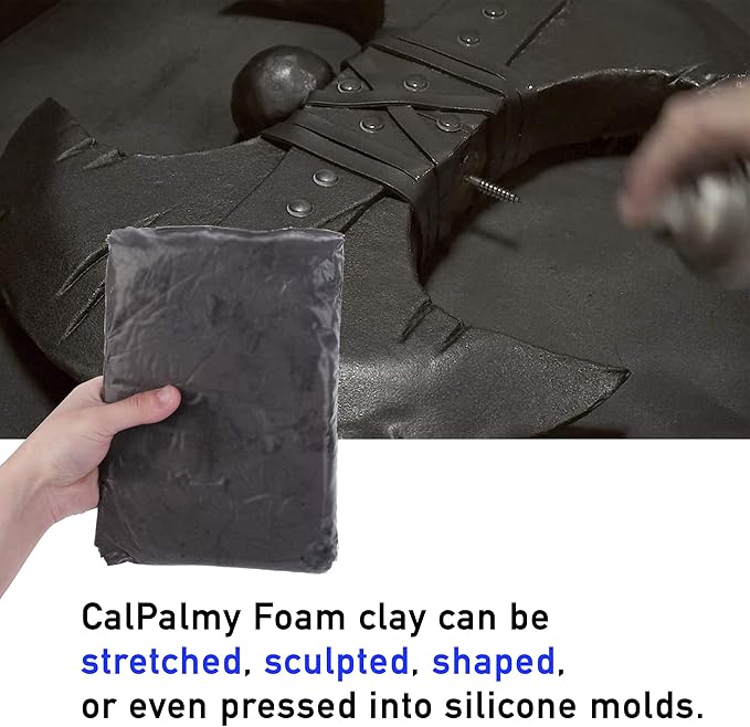 CALPALMY Moldable Foam Clay (Gray) - 300g High Density Air Dry Clay Perfect for Intricate Designs, Sculpting, Cosplay, Crafting, Prop Making - Cutting with Knife or Rotary Tool, Sanding or Shaping