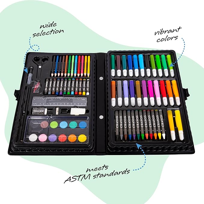 ArtCreativity Art Supplies Kit for Kids (101-PCS) – Crayons, Markers, Pencils, Watercolors & Coloring Book – Beginner Art Set & Creative Gift for Boys & Girls