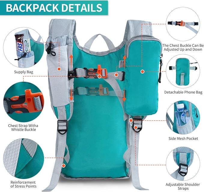 Small Hiking Backpack Packable Lightweight for Women Men | 10L/15L, Hiking Daypack, Foldable, Water Resistan, Ultralight, with Phone Pocket, Travel, Outdoor, Walking
