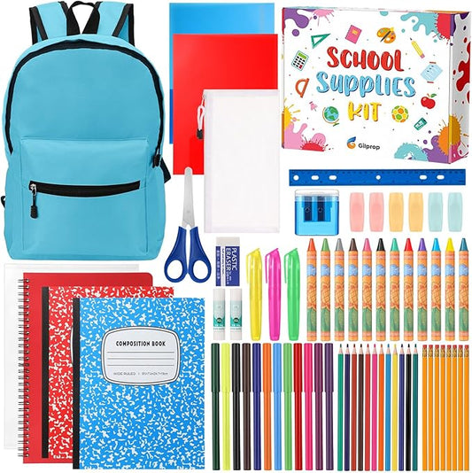 Gilprop 79 Pcs Christmas Gift Box for K-5 Elementary Middle Kit Bundle Bulk Essential for Operation Charity Xmas Gift(Blue)