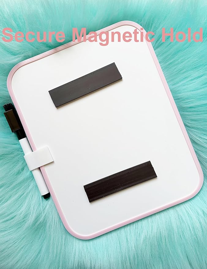 Magnetic Small Dry Erase Board for School Locker, 6" x 8" Small Whiteboard with 4 Marker and 7 Magnets - Mini Drawing Teaching Whiteboard for Classroom, Home, Office, Travel(Pink)