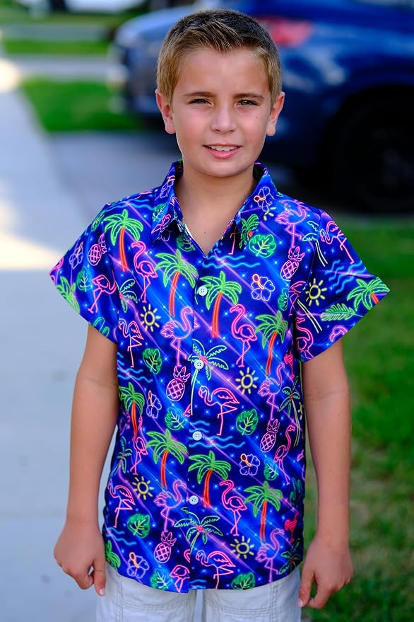 Enlifety 2-10T Kids Hawaiian Shirt Boys Short Sleeve Button Down Shirts Hawaii Summer Casual Blouse