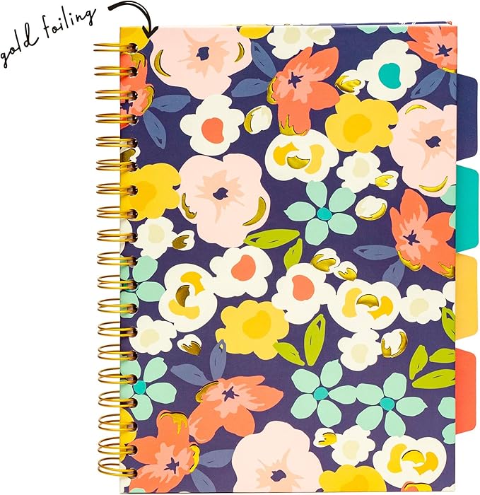 Pukka Pad, Carpe Diem 5-Subject Double Spiral Bound Notebook 12-Pack with Repositionable Dividers - 200 Pages of 80GSM Paper with Perforated Edges – Floral Love, B5 10 X 7in