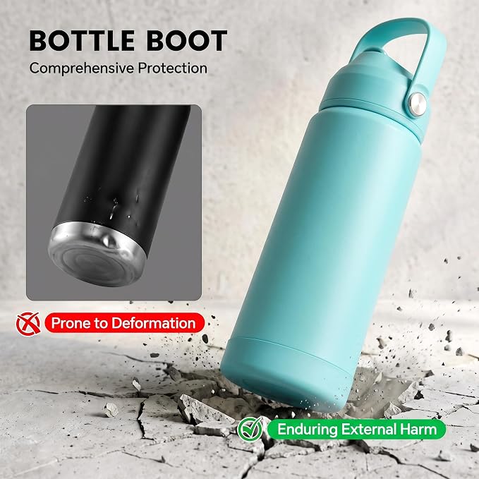 Fijinhom 18oz Insulated Stainless Steel Water Bottle, Wide Mouth Double Wall Vacuum, Silicone Straw, Sweat & Leak Proof, BPA Free Insulated Water Flask for Travel, Keep Cold 24h Hot 12h, Sky