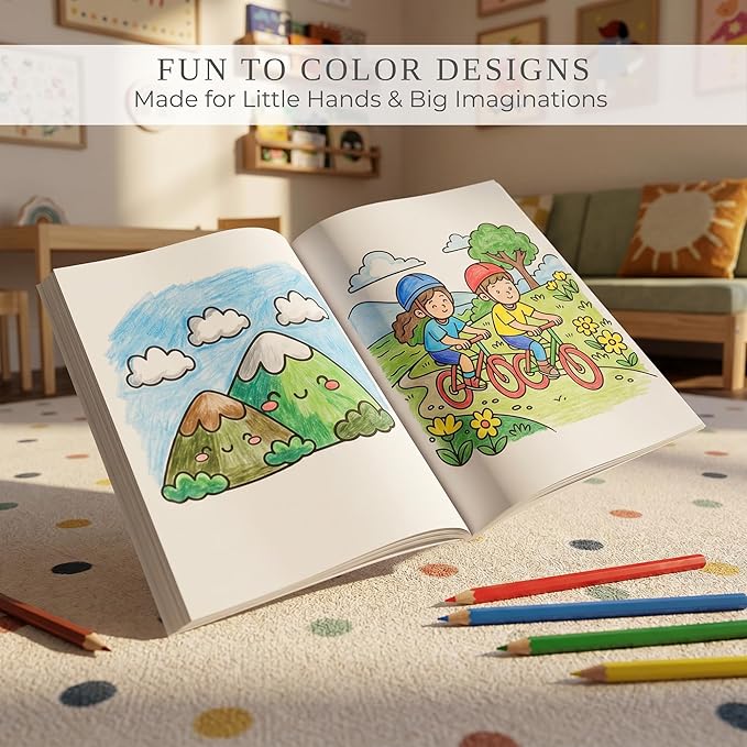 ZICOTO Fun Coloring Book for Kids - Set of 3 Cute Toddler Coloring Books with Big Simple Designs - Educational Activity Book with Themes for Alphabet, Numbers, Colors and Shapes for Boys and Girls