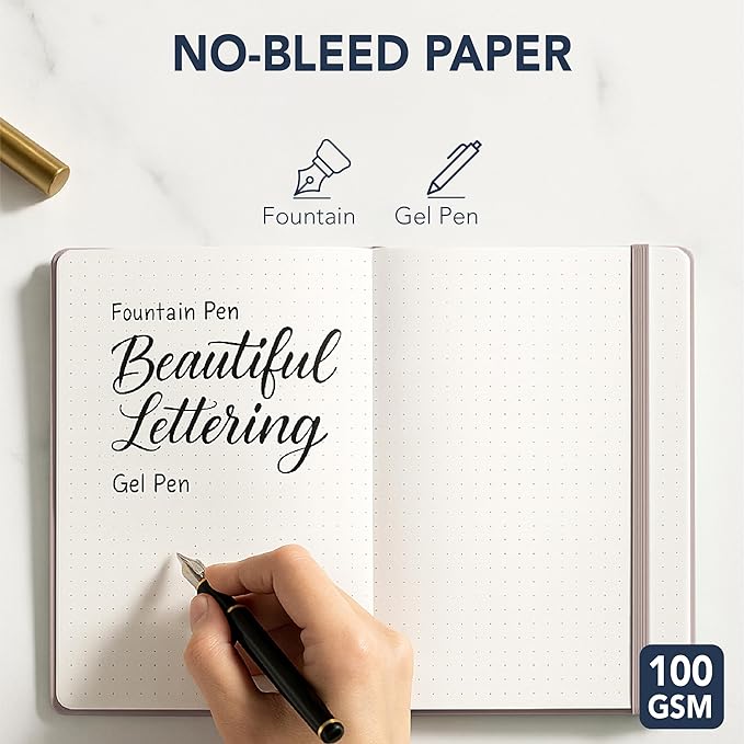 Mr. Pen- Dotted Journal Notebook, A5 Medium Size (5.7"x8.4"), 160 Pages (80 Sheets), Fabric Hardcover, 100 GSM Thick Paper, Bullet Dotted Journal for Planning, Tracking