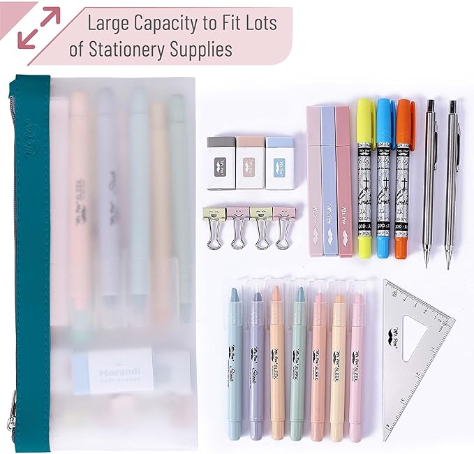 Mr. Pen- Clear Pencil Pouch, 8.50"x4.25", 6 Pack, Durable TPU Material, Medium Water-Resistant Pencil Bags with Smooth Zipper, Multipurpose Clear Pouch for Stationery, School, Office, Travel Supplies