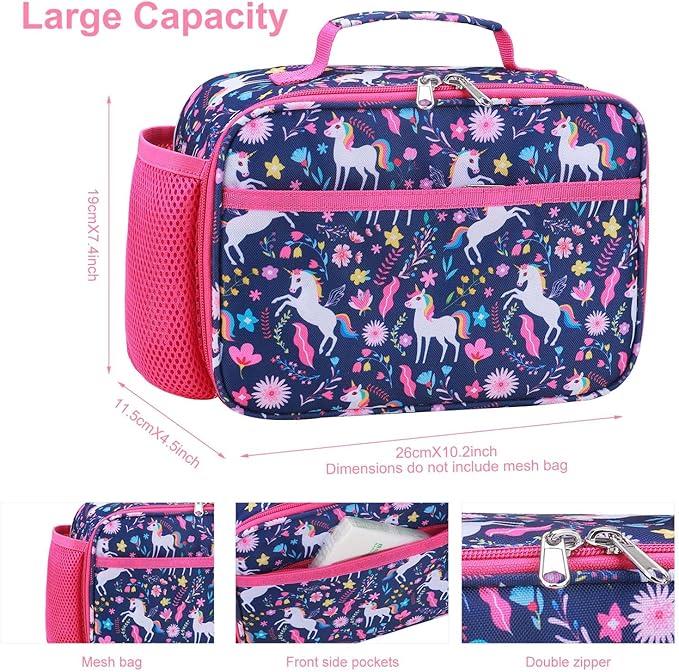 RHCPFOVR Kids Lunch Bag - Insulated Lunch Box for Boys Girls,Washable Lunch Bag and Reusable Toddler Leak-proof Lunchbox for School and Daycare