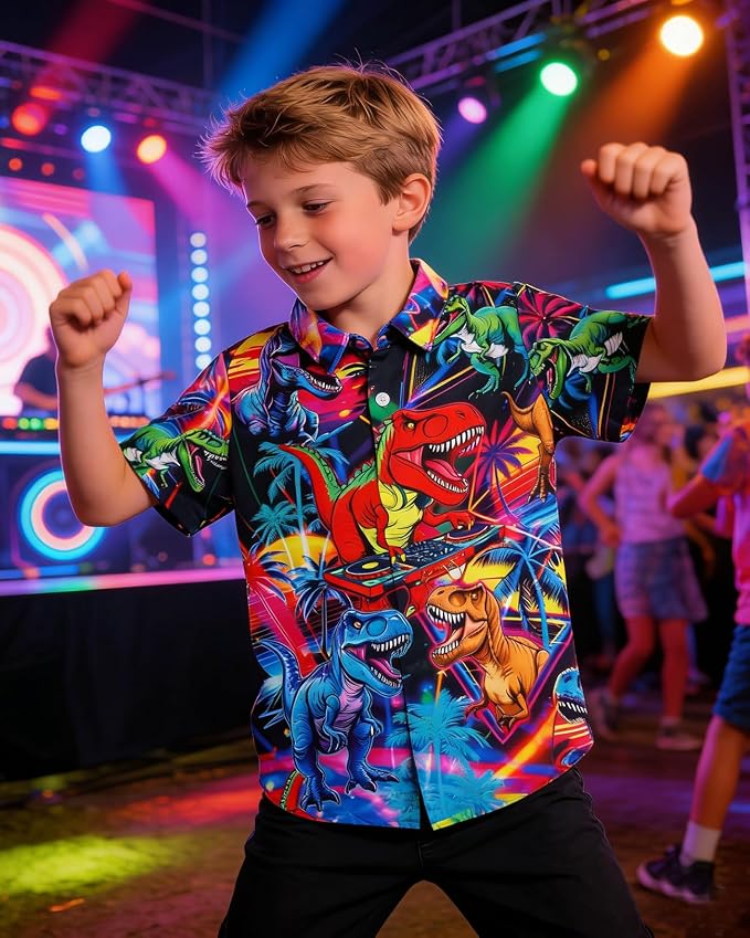 Enlifety 2-10T Kids Hawaiian Shirt Boys Short Sleeve Button Down Shirts Hawaii Summer Casual Blouse