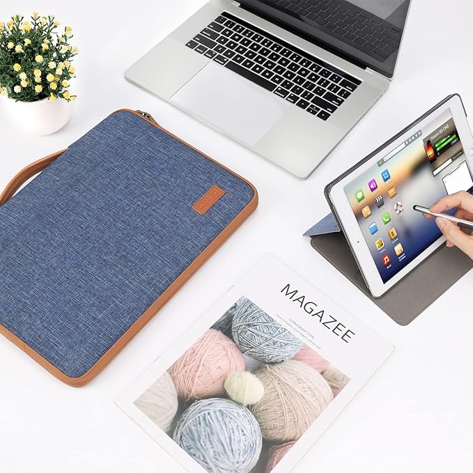 DOMISO 13.3 inch Laptop Case Sleeve Protective Cover Compatible with 14 inch MacBook Pro M4 M3 M2/MacBook Pro Max,13-13.3 inch Dell,Lenovo, HP,Waterproof Computer Cases Bag with Handle,Blue