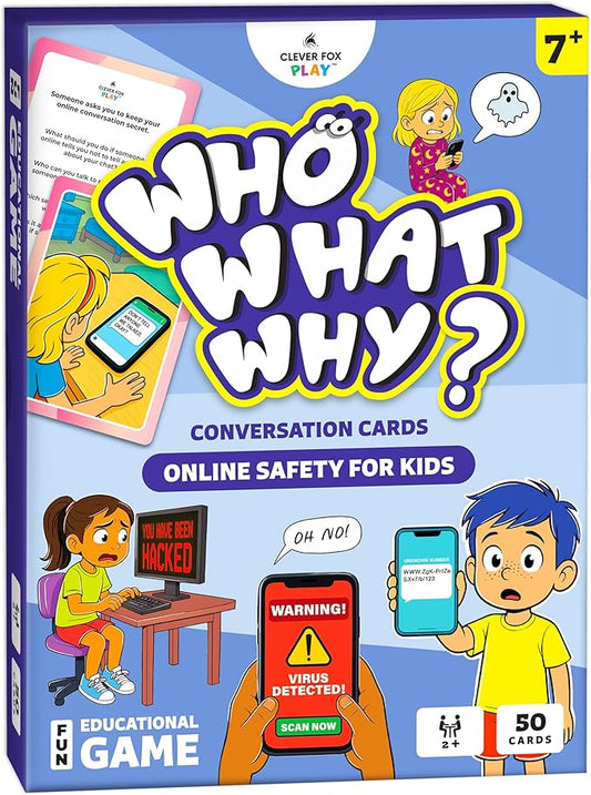 Who What Why Conversation Cards for Kids Online Safety – Cybersecurity & Digital Awareness Learning Game – Emotional Regulation Tool for Kids – Social Skills Activity & Speech Therapy Materials