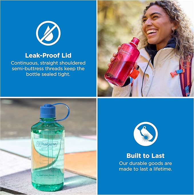 Nalgene 32 oz Narrow Mouth Water Bottle | BPA-Free, Durable & Leak Proof, Lightweight Bottle for Hiking, Gym & Travel, Pastel Green