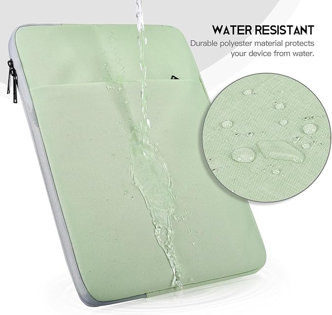 Laptop Sleeve Case 15.6 16 inch, Shockproof Protective Computer Carrying Cover with Accessory Pocket, Water-Resistant Travel Laptop Bag for HP, Dell, Lenovo, Acer, ASUS, Chromebook -Mint Green