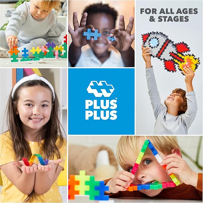 PLUS PLUS 240 Piece Rainbow Mix Tube - Mini Interlocking Building Blocks Set, Stem Toys for Kids - Sensory Bin Fillers/Math Manipulatives Classroom Must Haves Gifts for Boys & Girls