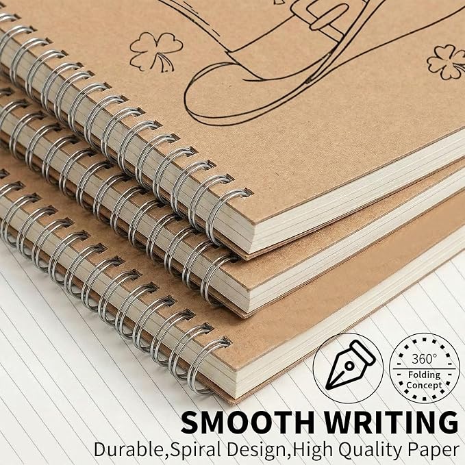 48 Packs Lined A5 Spiral Notebook, 8.3 x 5.5 In, Journals Bulk 120 Pages/60Sheets, Hardcover Spiral A5 Notebook Journal, Kraft Travel Notebooks Bulk for Work School Business Office (48 Packs, Kraft)