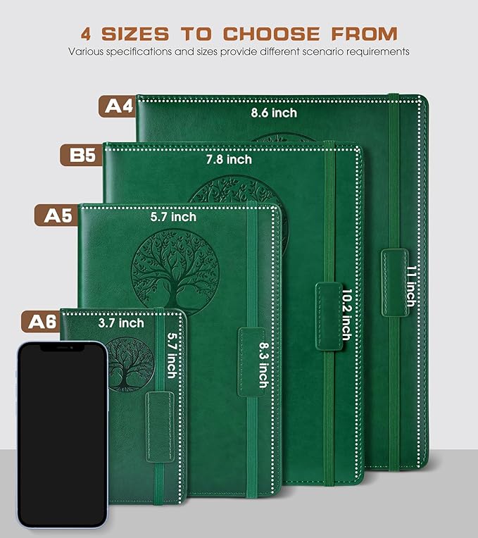 Lined Journal Notebook for Women Men,256 Thick Pages,A5 Hardcover Vintage Leather Journal for Writing,Travel,Business,Work, School,College Ruled Notebooks for Note Taking,Daily Diary 5.7"×8.3"