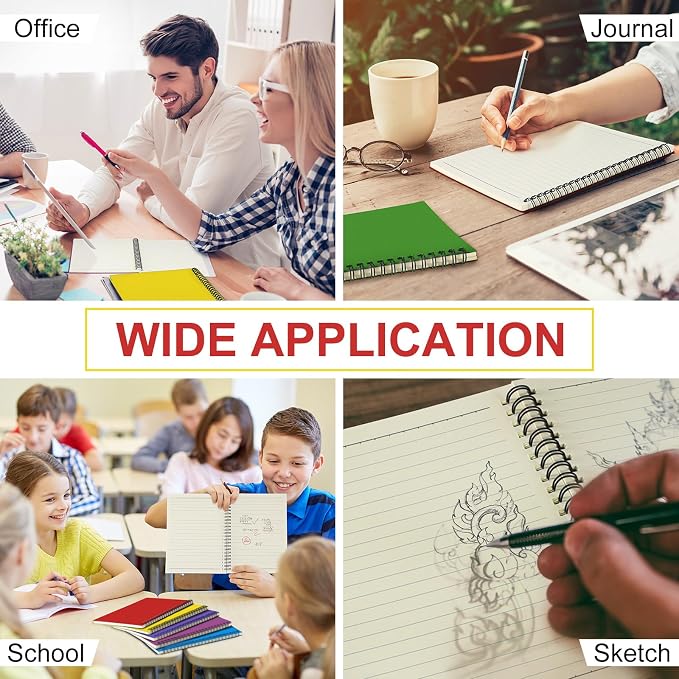 Yahenda 6 Pcs Spiral Notebooks, 1 Subject, Wide Ruled, Mixed Colors