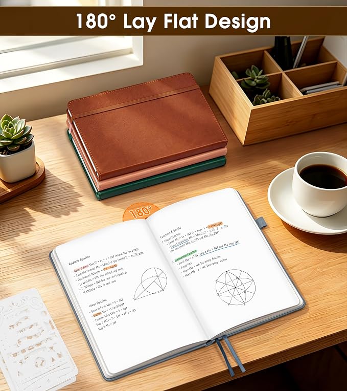 Journal Notebook, A5 Leather Hardcover Blank Sketchbook, 160 Pages, 180° Lay-Flat Binding, 100 GSM Thick Paper, for Sketching, Drawing, Art Journaling & Creative Writing (DustyBlue)