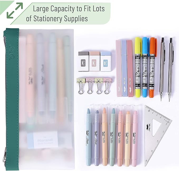 Mr. Pen- Clear Pencil Pouch, 8.50"x4.25", 6 Pack, Durable TPU Material, Medium Water-Resistant Pencil Bags with Smooth Zipper, Multipurpose Clear Pouch for Stationery, School, Office, Travel Supplies