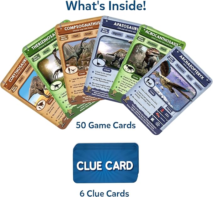 Skillmatics Guess in 10 Dinosaurs, Perfect for Boys, Girls, Kids, and Families Who Love Card Games, Toys, Travel Games, Gifts for Ages 8, 9, 10 & Up