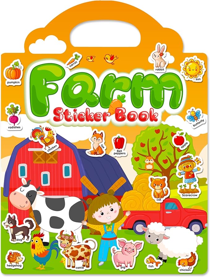 Walenced Reusable Sticker Book for Toddlers, Travel Stickers for Kids, Toddler Craft Activities Toys, Birthday Gifts for Boys & Girls
