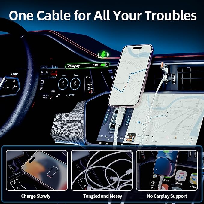 4 in 1 Charging Cable 5FT -MAX 66W USB C Cable Fast Charging, Multi Charging Cable, Multiple iPhone Charger Cord for iPhone 17/16/15/14/13/iPad/Android/Tablets/Car and More, Cruise Travel Essentials