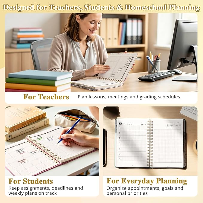 JoyCat 13-Month Academic Planner 2026-2027, June 2026 - June 2027, A5 Weekly & Monthly Planner, Hardcover Agenda with Tabs, 5 Sticker Sheets, Elastic Closure & Pocket for Teachers & Students, 6.3" x 8.5", Midnight Garden