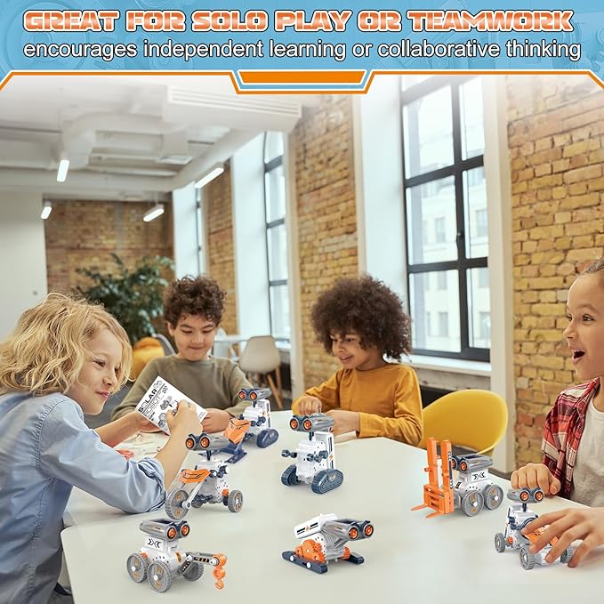21 in-1 Solar Robot Building Kit STEM Gift for Kids 8-13, DIY Educational Science Robotics Toy Battery Solar Powered STEM Building Toy Set with 210 Pieces