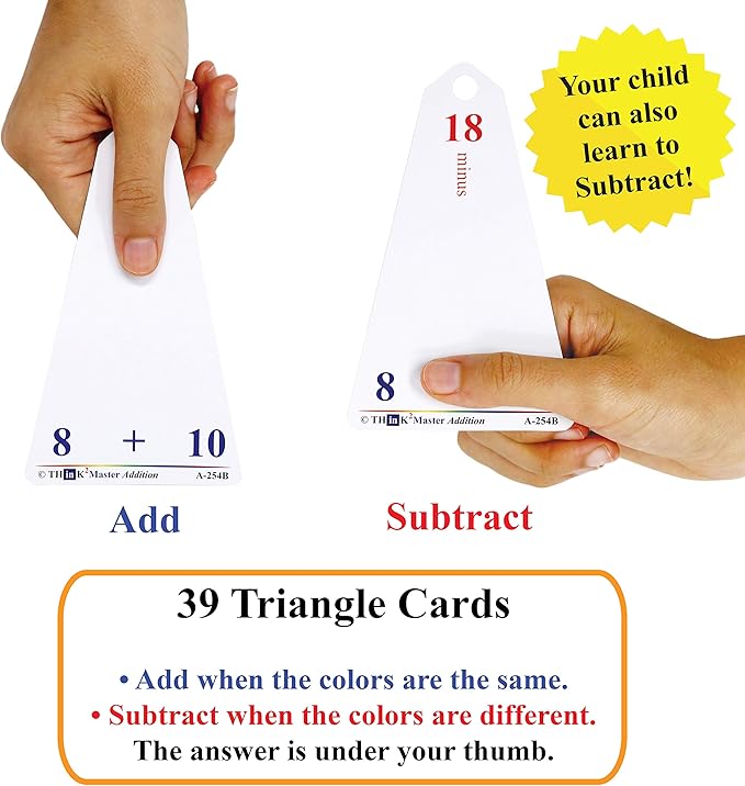 Think2Master Premium Laminated Multiplication Division Addition & Subtraction Triangle Flash Cards | 78 Dry Erasable Flashcards. Includes 2 Rings.
