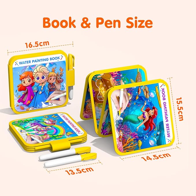 ZHOC Reusable Water Painting Books for Kids – 3 Pack Magic Water Reveal Coloring Books with Water Pens (Unicorn, Ice World & Mermaid) No-Mess Coloring Book Fun Travel Activity for Ages 3–8