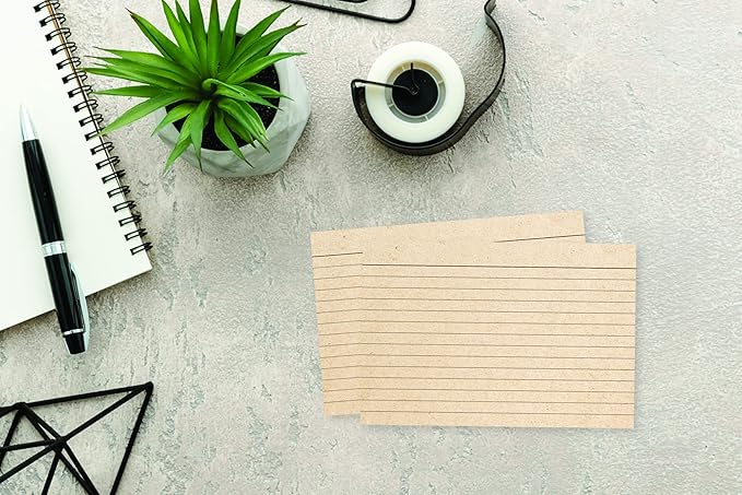Home Advantage Double Sided Ruled Kraft Tan Index Cards, File Note Cards (4-x-6)
