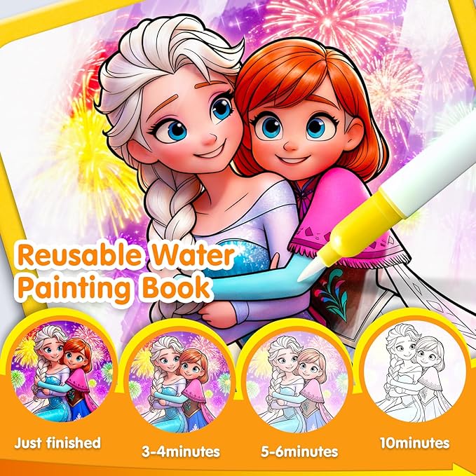 ZHOC Reusable Water Painting Books for Kids – Magic Water Reveal Coloring Books with Water Pens (Ice World) No-Mess Coloring Book Fun Travel Activity for Ages 3 4 5 6 7 8
