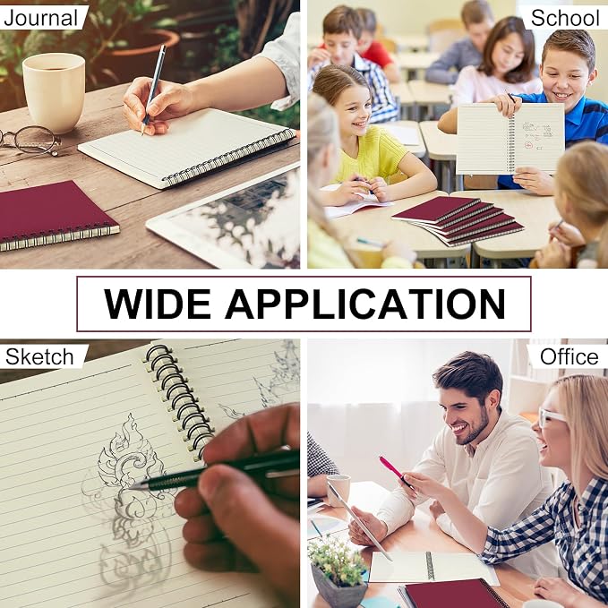 Yahenda 18 Pcs Spiral Notebooks, 1 Subject, Wide Ruled, Wine Red