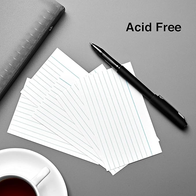 Staples Index Cards, 3" x 5", Lined, White, 500 Pack – Ruled Cards for Studying, Notes & Classroom Use