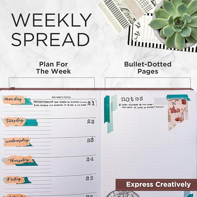 Wordsworth & Black A5 Undated Weekly, Monthly Planner, A5 Paper, Brown