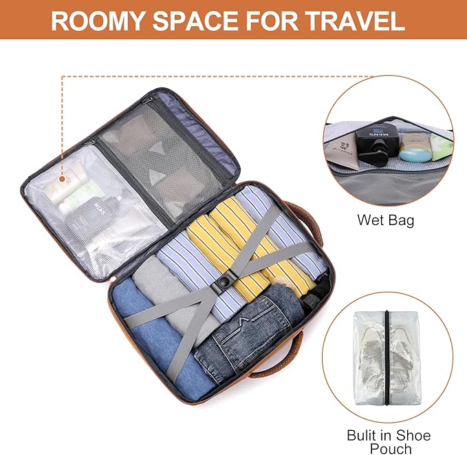 EZUOLA Carry On Backpack for Women,Travel Laptop Backpack Airline Approved,Underseat Personal Item Travel Bag With Shoe Compartment, Casual Daypack Gifts for Friend Weekend Business College,Brown