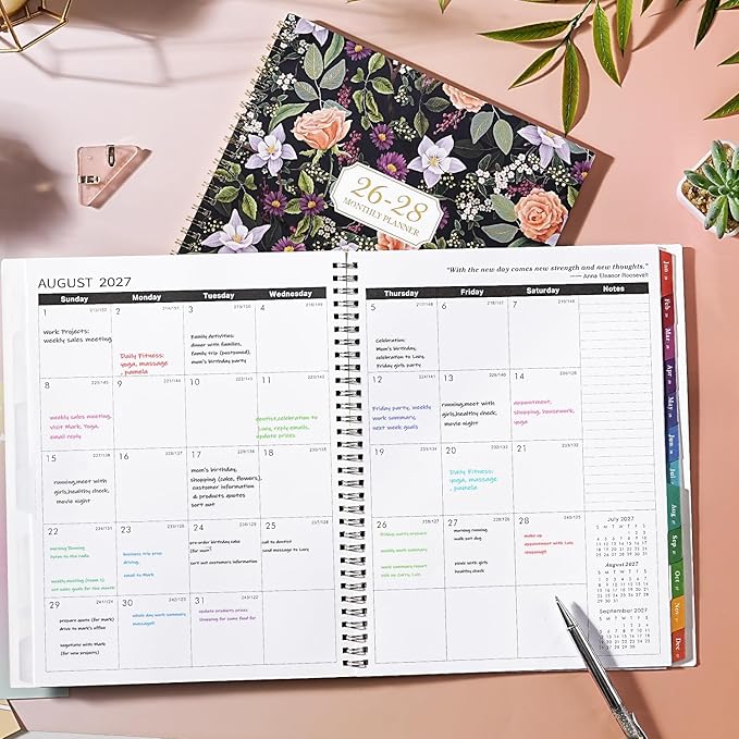 2026-2028 Monthly Planner/Calendar - 3 Year Monthly Planner 2026-2028, January 2026 - December 2028, 9" x 11", 3 Year Calendar 2026-2027-2028 with Colorful Tabs, Notes Pages, Inner Pocket