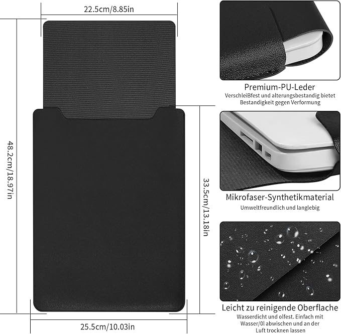 Compatible with Apple 14/13.3 inch Laptop Sleeve, Padded Case, Portable Bag - Black