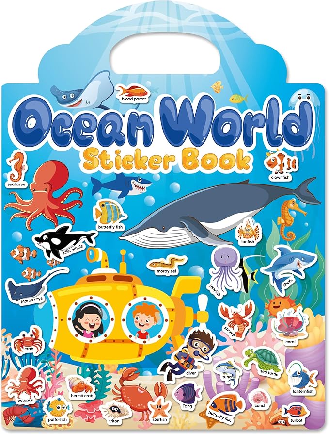 Walenced Reusable Sticker Book for Toddlers, Travel Stickers for Kids, Toddler Craft Activities Toys, Birthday Gifts for Boys & Girls