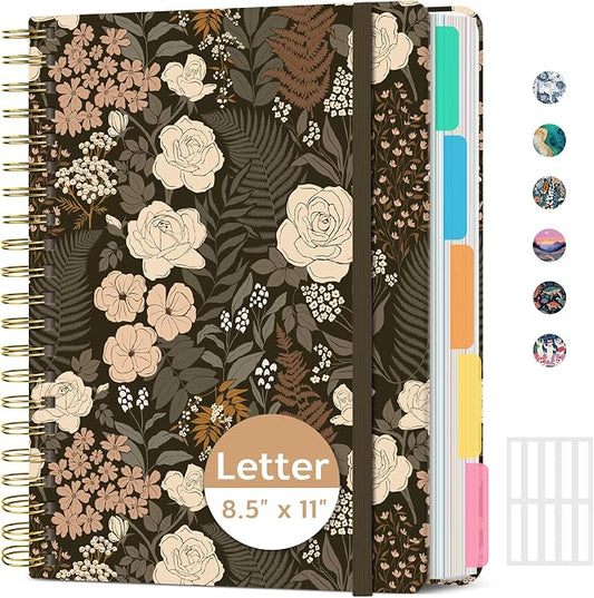 ZOTIA Large Spiral Notebooks for Work 5 Subject with Removable Dividers