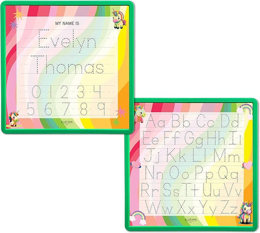 Kid's Name Tracing Board | Dry Erase Letter Tracing | Reusable Writing Practice Board | Personalized | Baby Unicorn Theme