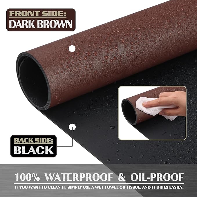 K KNODEL Large Office Leather Desk Mat, Mouse and Keyboard Pad, Computer and Laptop Mat, Desktop Protector and Cover, Writing Pad and Blotter (31.5"x15.7", Dark Brown)