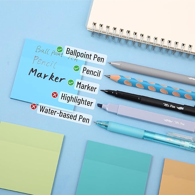 Mr. Pen- Aesthetic Book Annotation Kit, 38 pcs, 12 No Bleed Aesthetic Highlighters, 5 Gel Pens Black Ink, 700 Transparent Sticky Notes & Tabs for Study, Bible Journaling, Planner, Mothers Day Gift