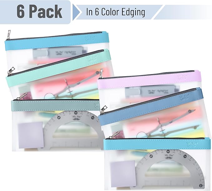 Mr. Pen- Clear Pencil Pouch, 8.50"x4.25", 6 Pack, Durable TPU Material, Medium Water-Resistant Pencil Bags with Smooth Zipper, Multipurpose Clear Pouch for Stationery, School, Office, Travel Supplies