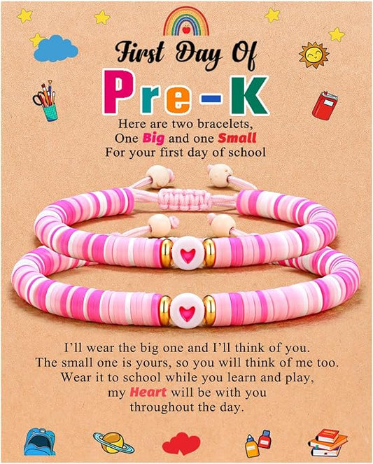 UPROMI First Day of Preschool/Kindergarten/1st Grade/2nd Grade/School Gift, Back to School Bracelet Mommy and Me Dad and Son