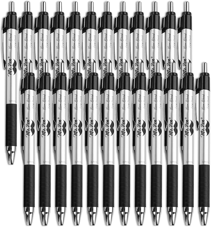 Mr. Pen- Retractable Bible Journaling Pens, 24 Pack, Black Ink, 0.7 mm Fine Tip, Smooth Writing Pen, No Smear, Comfortable Grip, Ideal for Bible Journaling, Note-Taking, Writing & Daily Use