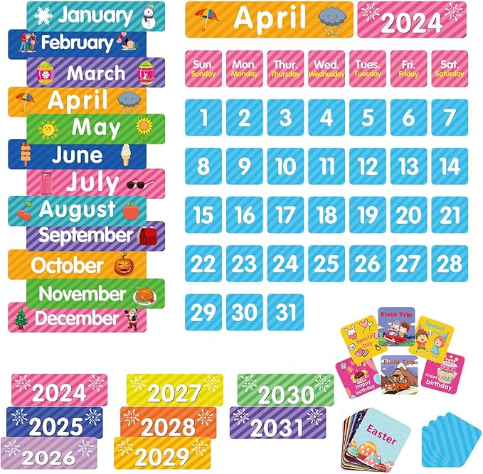 REGELETO Large 44 Pockets Calendar Pocket Chart for Classroom with 85 Cards, Size:25” X 24” Monthly Calendar and Weather Black Pocket Chart for Students Learning for Home or School (44 Pockets)