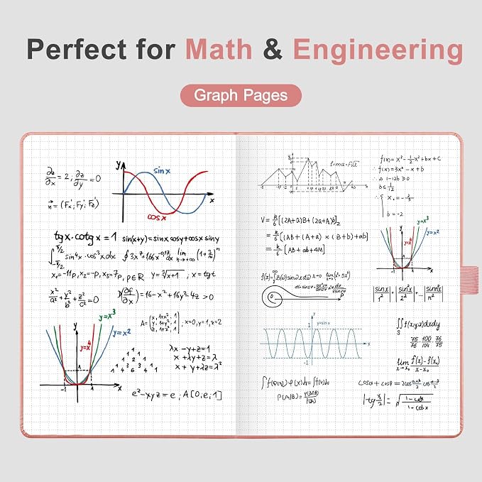 AHGXG Graph Grid Paper Notebook, 160 Pages, A5 Medium Size (5.7'' x 8.3'')
