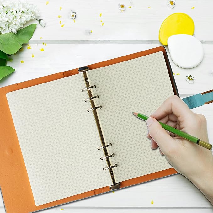 A5 Grid Filler Paper, 6-Hole Punched, 100GSM Graph Rule Paper/Quad Rule Filler Paper/Planner Inserts for Planners, Painting, and Bullet Journals,80 Sheets/160 Pages